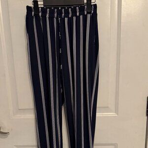 Navy/White Polyester Pants